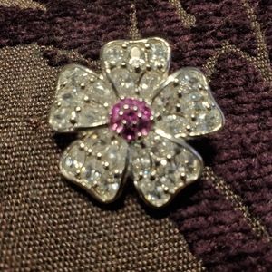 White/Pink Topaz Flower Pin